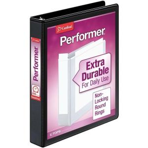 Cardinal 3 Ring Binder, Binders for School and Office, Durable 3 Inch Performer ClearVue Binder, Round Rings, 625-Sheet Capacity, Customizable ClearVue Covers, PVC-Free, Black (67525)(Black)