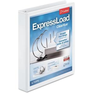 Cardinal ExpressLoad 4 Inch D-Ring Binder, 750 Sheet Capacity, ClearVue Cover, Locking D-Rings, White Binder (49140)(1.5 Inch)