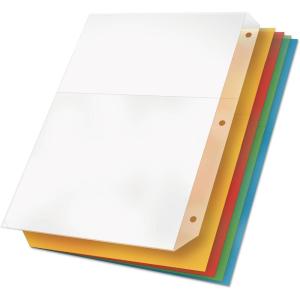 TOPS Cardinal Poly Ring Binder Pockets, No Tabs, Double Pocket, Multi-Color (84007), Letter Size, 5 Folders per Pack