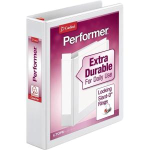 Cardinal Performer 3-Ring Binder, 4″, Locking Slant-D Rings, 890-Sheet Capacity, ClearVue Presentation Binder, Nonstick, PVC-Free, White (19050)(1.5-Inch)