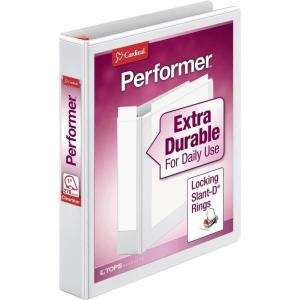 Cardinal Performer 3-Ring Binder, 4″, Locking Slant-D Rings, 890-Sheet Capacity, ClearVue Presentation Binder, Nonstick, PVC-Free, White (19050)(1-Inch)