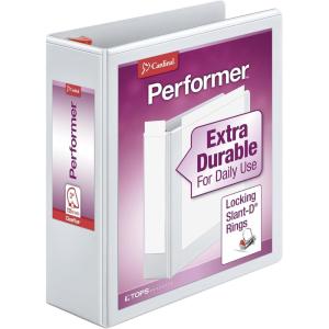 Cardinal Performer 3-Ring Binder, 4″, Locking Slant-D Rings, 890-Sheet Capacity, ClearVue Presentation Binder, Nonstick, PVC-Free, White (19050)(3-Inch)