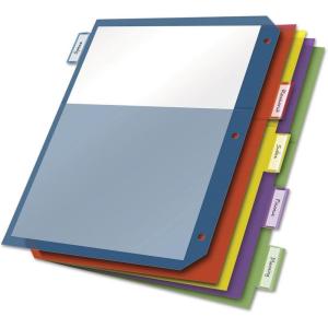 Cardinal Plastic Binder Dividers, Double Pocket, 5-Tab, Insertable Multicolor Tabs, Letter Size, 1 Set (84003)