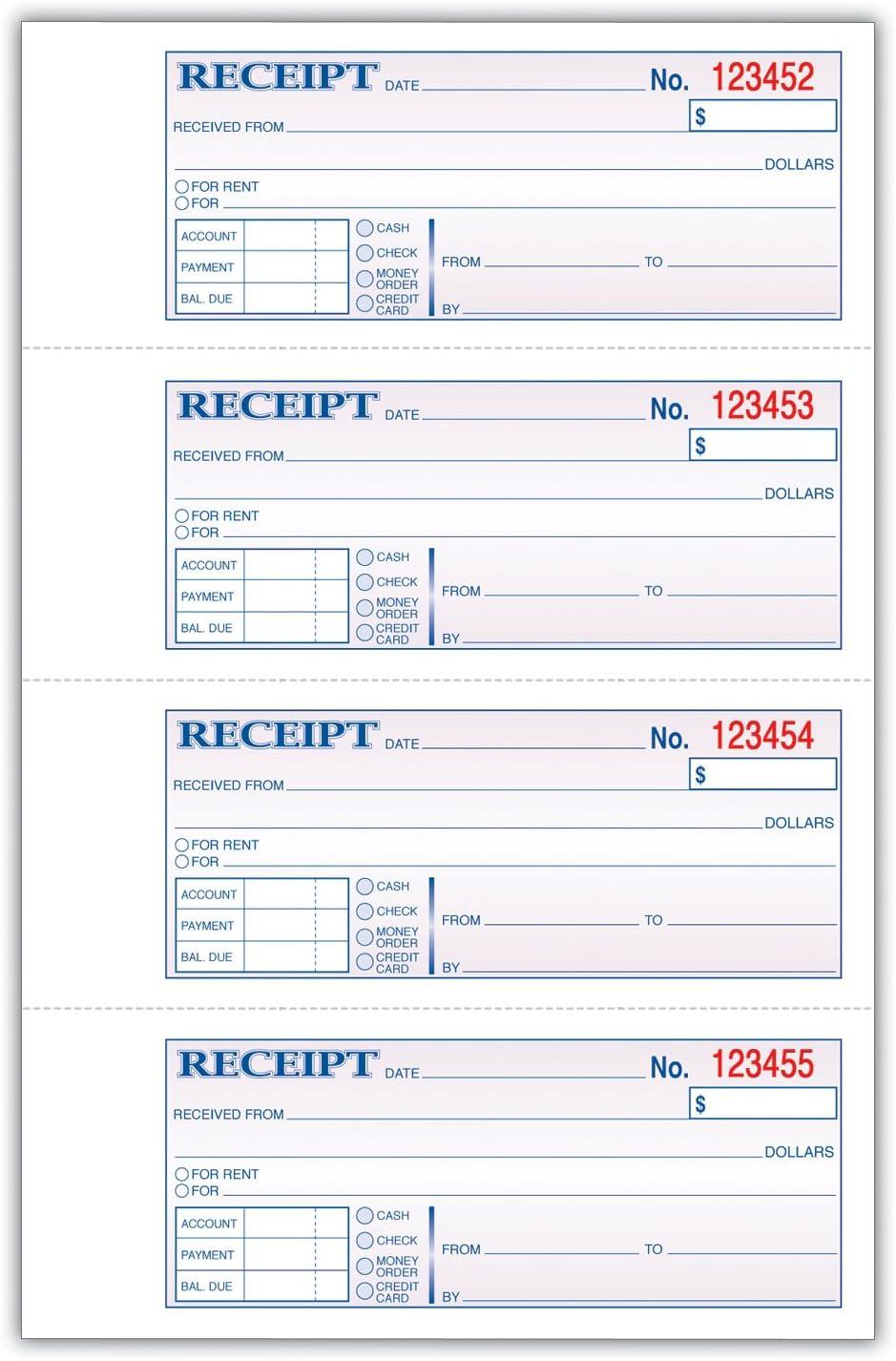 image:imageAdams Hardbound Receipt Book 763 x 11 Inches 2Part Carbonless WhiteCanary 4 Form Sets per Page 300 Sets per Book DCH1185