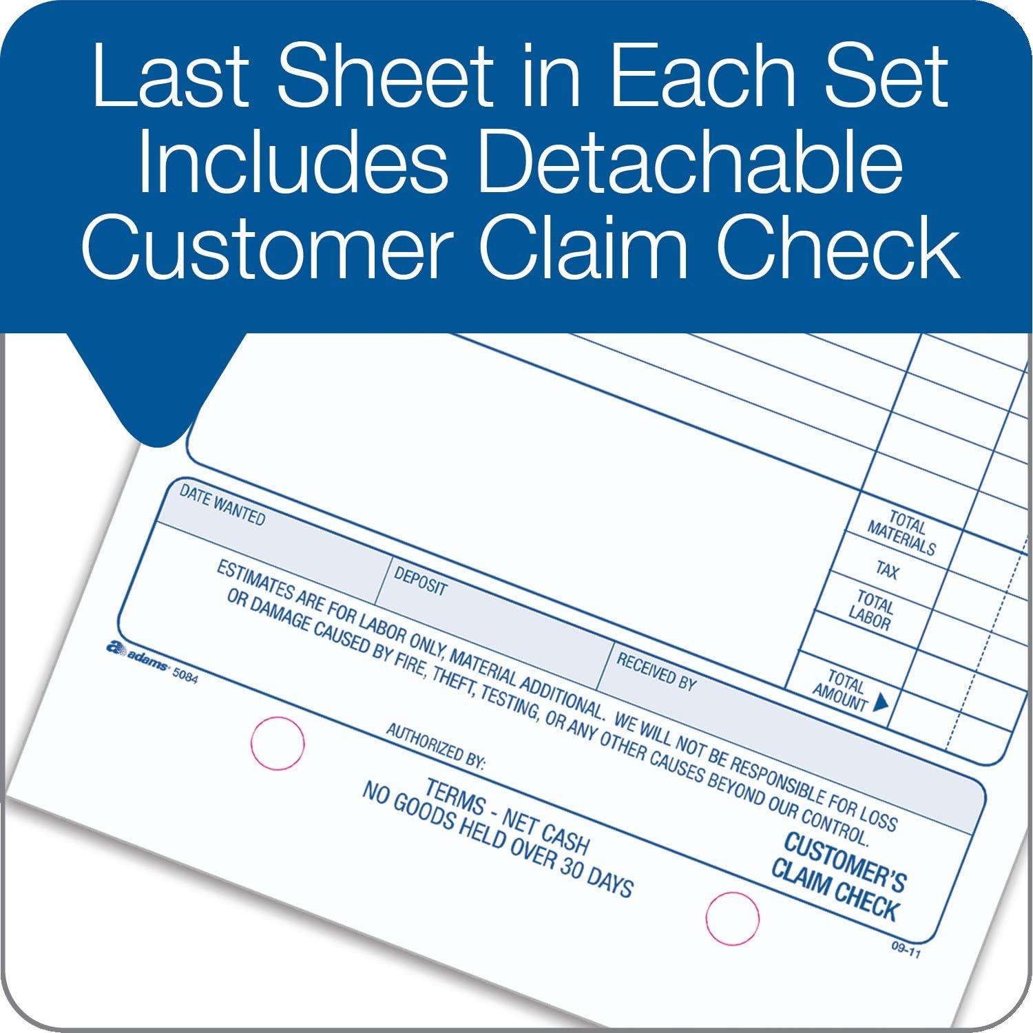 image:imageAdams Repair Order Book 3Part Carbonless WhiteWhiteWhite 5916 x 8716 Inches 50 Sets T508450 Count Pack of 10
