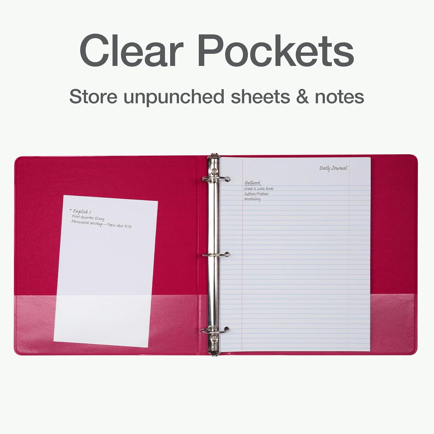 image:imageCardinal 3 Ring Binders Binders for School and Office Durable 15 Inch Round Rings Holds 350 Sheets ClearVue Presentation View NonStick Assorted Colors 4 Pack 101767315 Inch