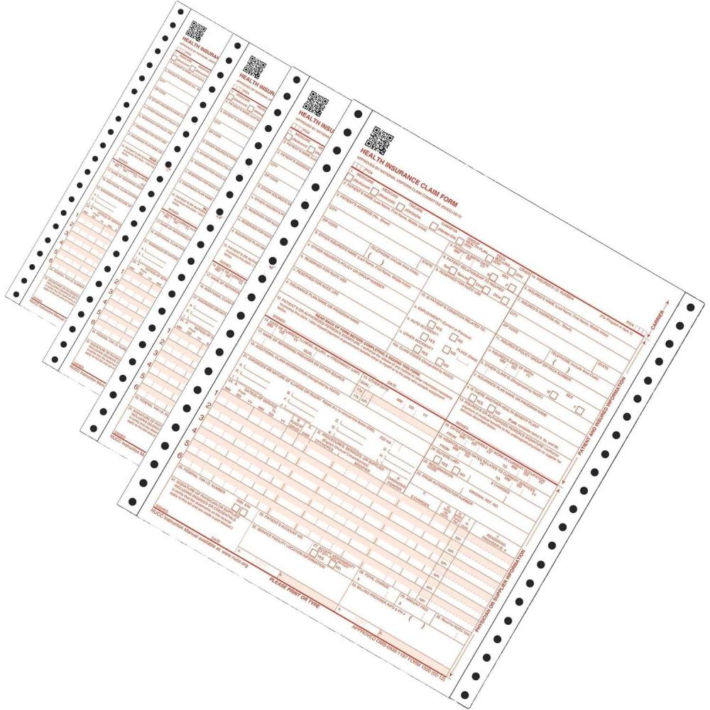 image:imageAdams CMS1500 Health Insurance Claim Forms 2Part Continuous 95 x 11 Inches 100 Sets per Pack CMS1500CV100 Count Pack of 4