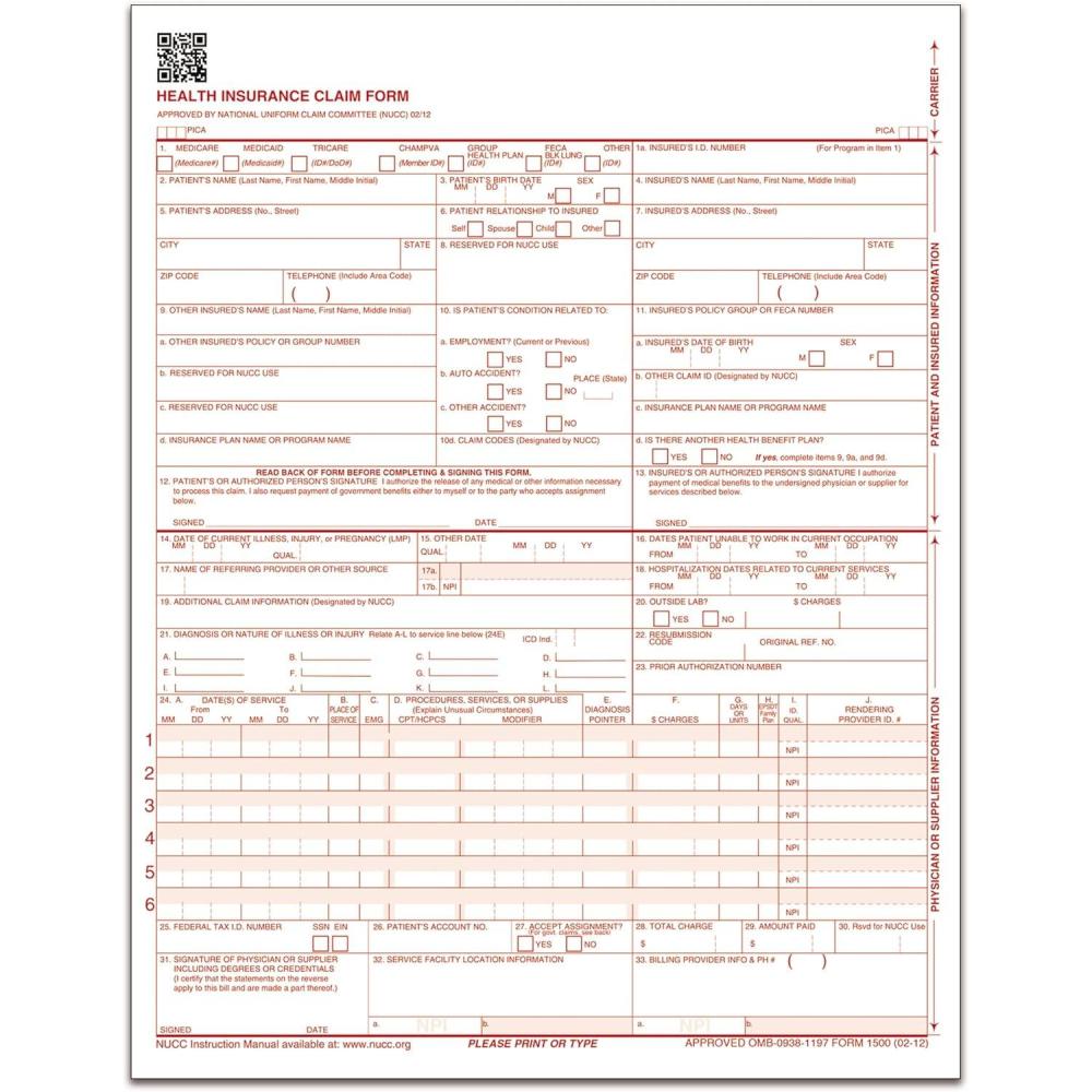 image:imageAdams Health Insurance Claim Forms for Laser Printer 85 x 11 Inches 100 per Pack CMS1500L1V100 Count Pack of 1
