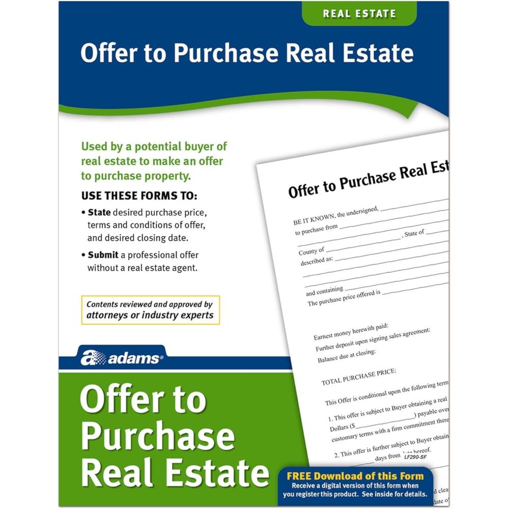 image:imageAdams Offer To Purchase Real Estate Forms and Instructions LF290