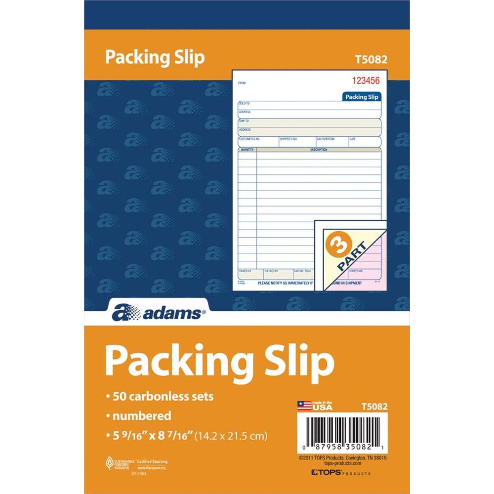 image:imageAdams Packing Slip Book 3Part Carbonless 5916 x 7516 Inches 50 Sets per Pad WhiteCanaryPink T508250 Count Pack of 10