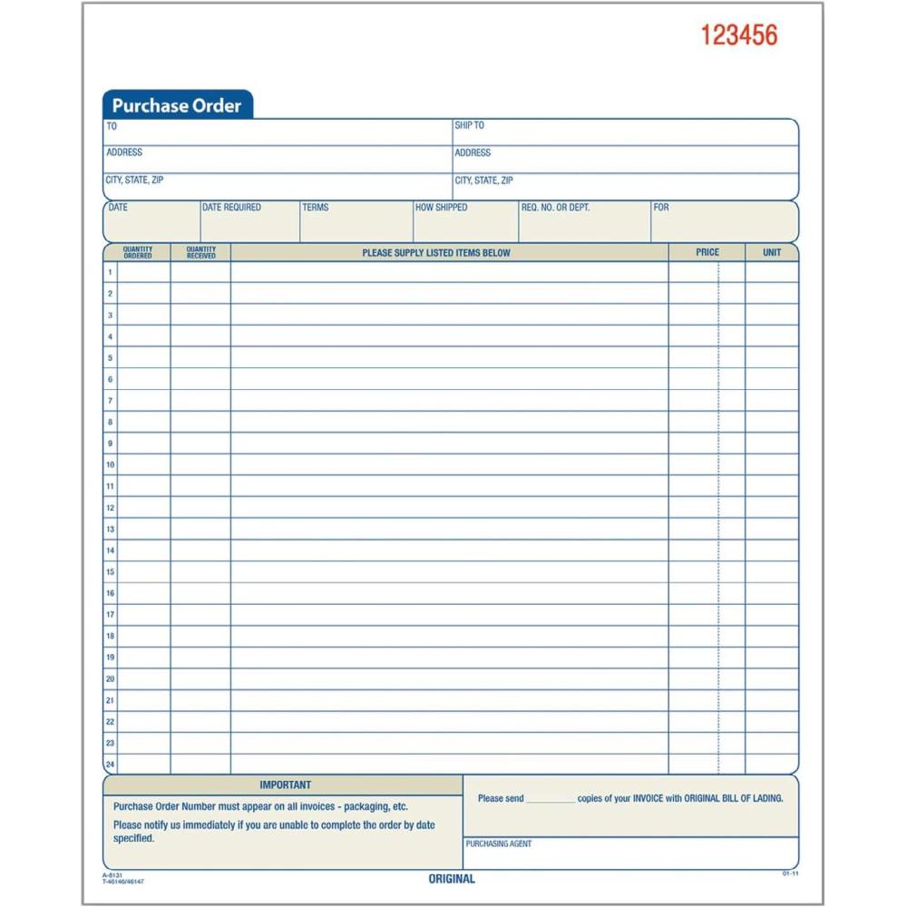 image:imageAdams Purchase Order Book 838 x 1069 Inch 3Part Carbonless 50 Sets White Canary and Pink TC813150 Count Pack of 1