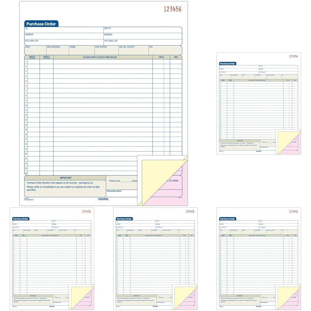 image:imageAdams Purchase Order Book 838 x 1069 Inch 3Part Carbonless 50 Sets White Canary and Pink TC813150 Count Pack of 5