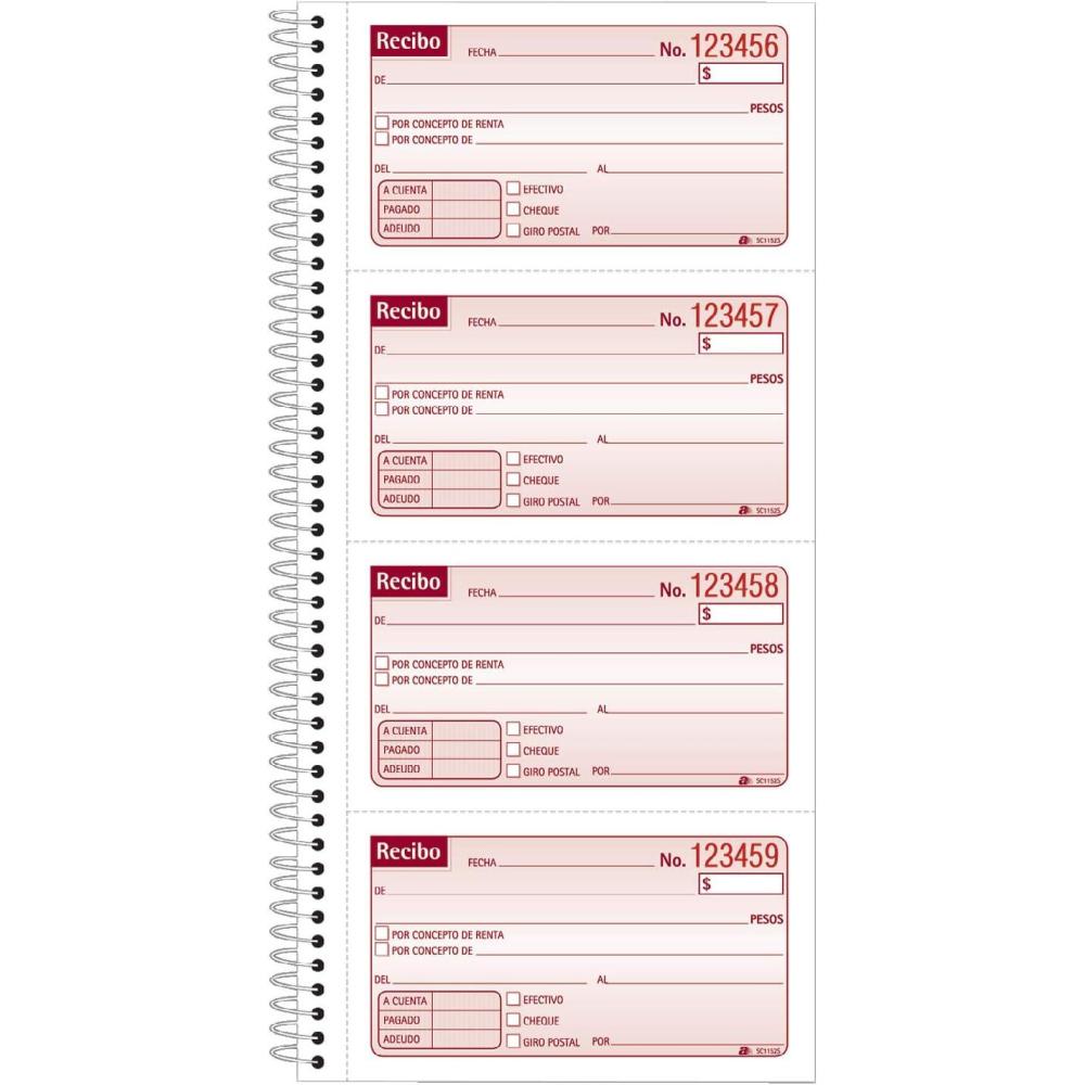 image:imageAdams Recibo Renta o Dinero Spanish Language Rent or Money Receipt Book 2Part Carbonless 200 SetsBook 4 ReceiptsPage SC1152S