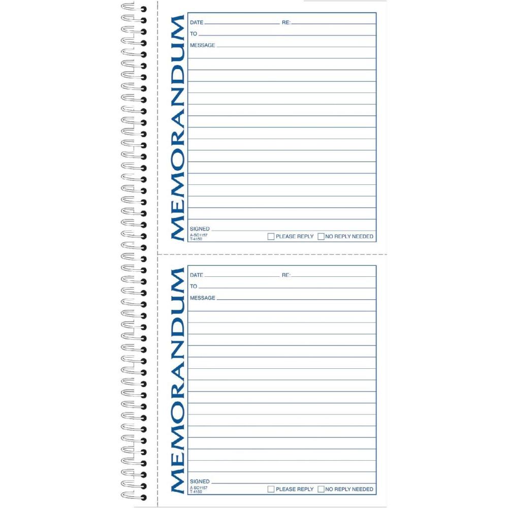 image:imageAdams Spiral Memo Book 55 x 11 Inch 2Part Carbonless 2 Memos per Page 50 Pages White and Canary SC1157