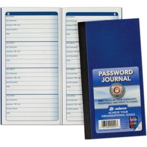 Adams Password Journal, 1 Count, 6.25 x 3.25 Inches, Blue, Alphabetically Organized with 4 Entries Per Page, 48 Pages, Pocket-Sized Login Companion (APJ99)(1 Count (Pack of 1))