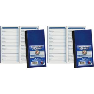 Adams Password Journal, 1 Count, 6.25 x 3.25 Inches, Blue, Alphabetically Organized with 4 Entries Per Page, 48 Pages, Pocket-Sized Login Companion (APJ99)(1 Count (Pack of 2))