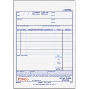 Adams Repair Order Book, 3-Part Carbonless, White/White/White, 5-9/16 x 8-7/16 Inches, 50 Sets (T5084)(50 Count (Pack of 10))