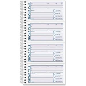 Adams Spiral Bound Phone Message Book, Carbonless Duplicate, 4 Messages per Page, 600 Sets per Book (SC1164D)