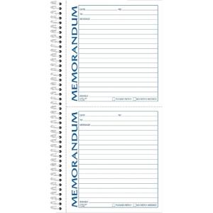Adams Spiral Memo Book, 5.5 x 11 Inch, 2-Part, Carbonless, 2 Memos per Page, 50 Pages, White and Canary (SC1157)