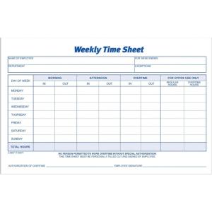 Adams Weekly Time Sheet, 1-Part, 5.5 x 8.5 Inches, Blue/White, 100 Sheets Per Pad, 2 Pack (9507ABF)(2 Count (Pack of 8))
