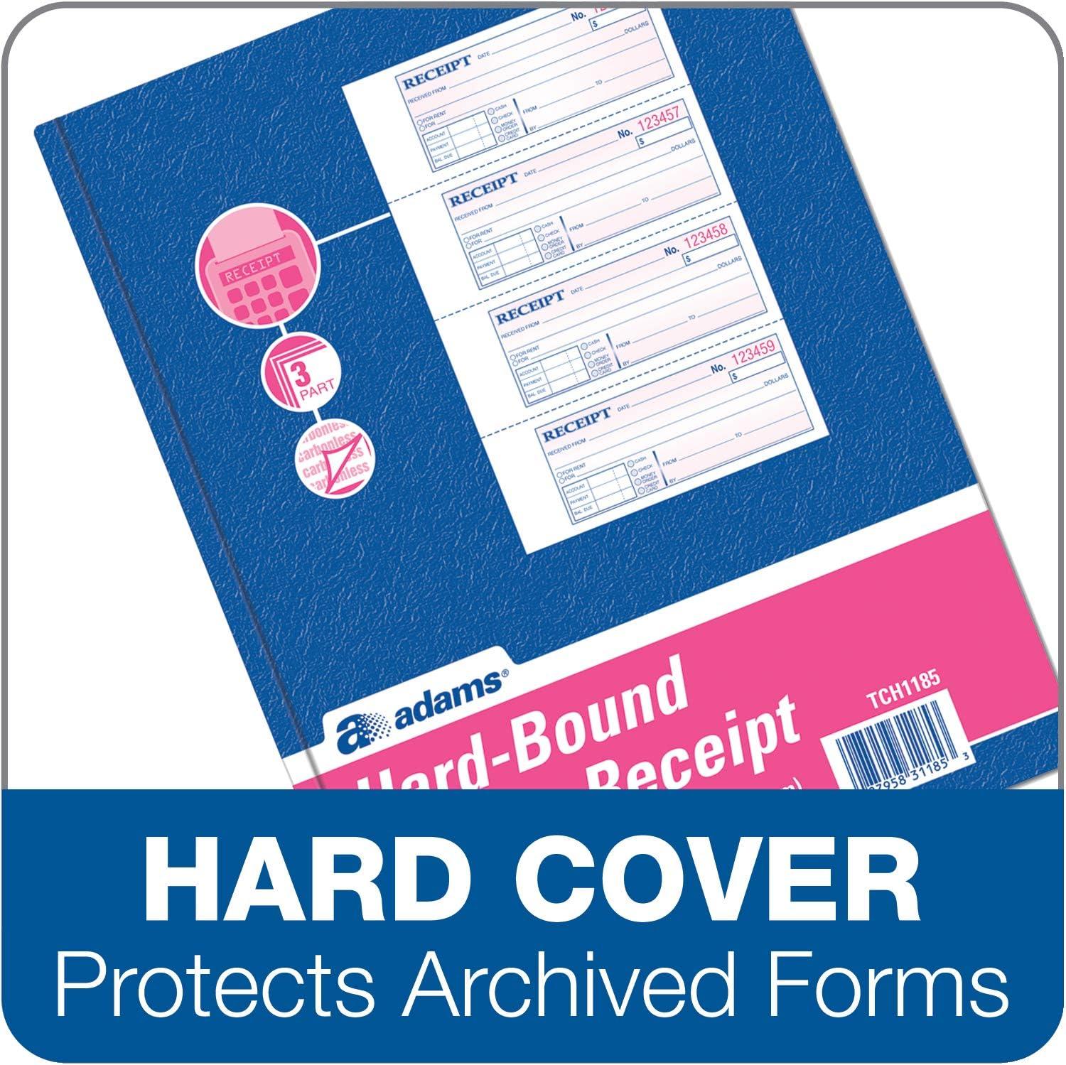 image:imageAdams HardBound Money Receipt Book 3Part Carbonless WhiteCanaryPink 11 x 758 Inches 33 Sets TCH118533 Count Pack of 1