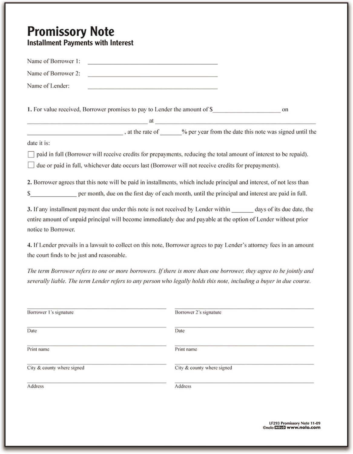 image:imageAdams Promissory Note Forms and Instructions LF293