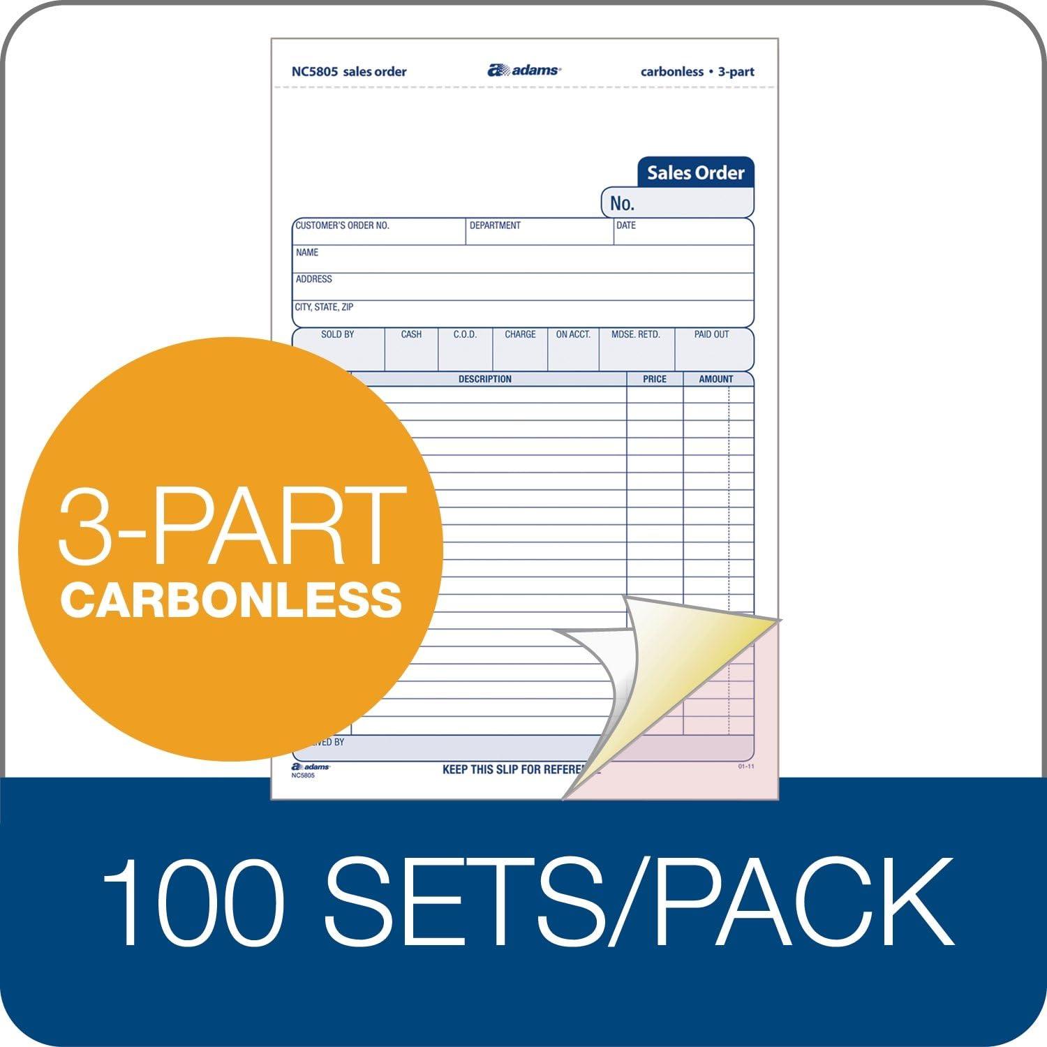 image:imageAdams Sales Order 3Part Carbonless WhiteCanaryPink 523 x 812 Inches 100 Sets per Pack NC5805