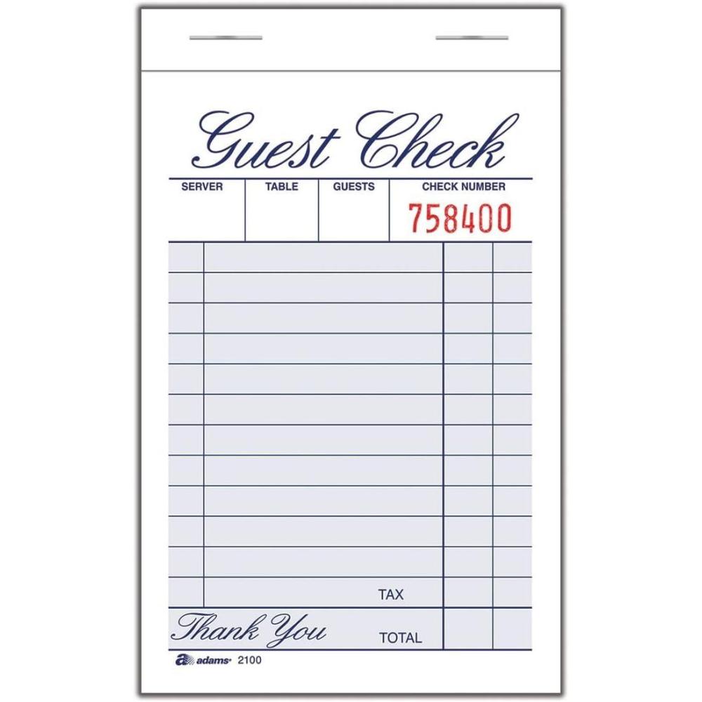 image:imageAdams Guest Check Pad Single Part White 31132 x 5716 100 SheetsPad 12 PadsPack 2100121 Pack