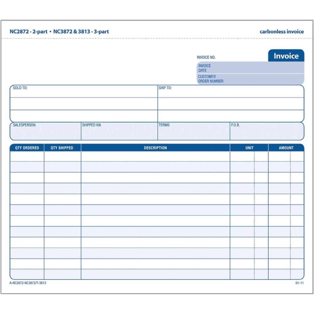 image:imageAdams Invoice Book 2Part Carbonless 812 x 7716 50 Sets per Book NC2872 WhiteCanary