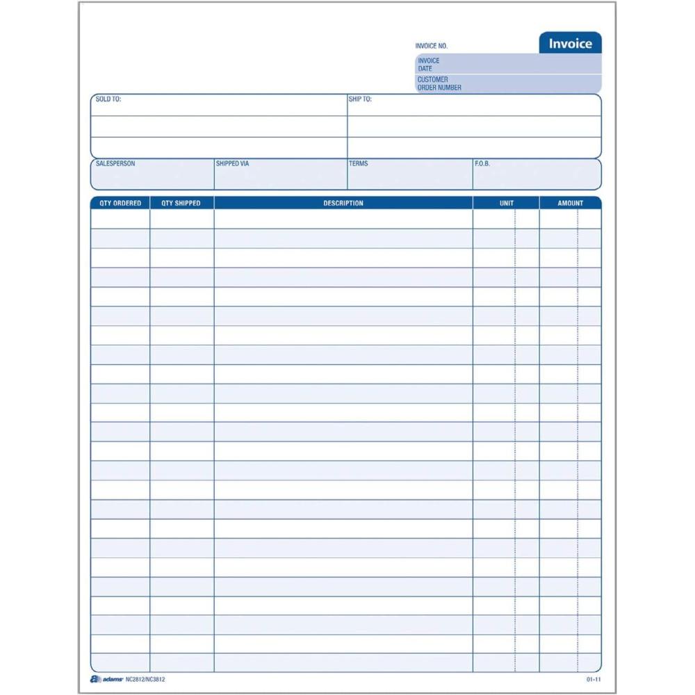 image:imageAdams Invoice Book 3Part Carbonless 812 x 11716 50 Sets per Book NC381250