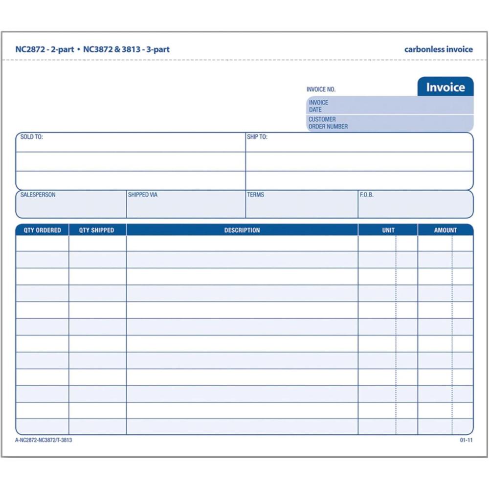 image:imageAdams Invoice Unit Sets 744 x 85 Inch 3Part Carbonless WhiteCanaryPink 50 Sets per Pack NC38725050 Count Pack of 1