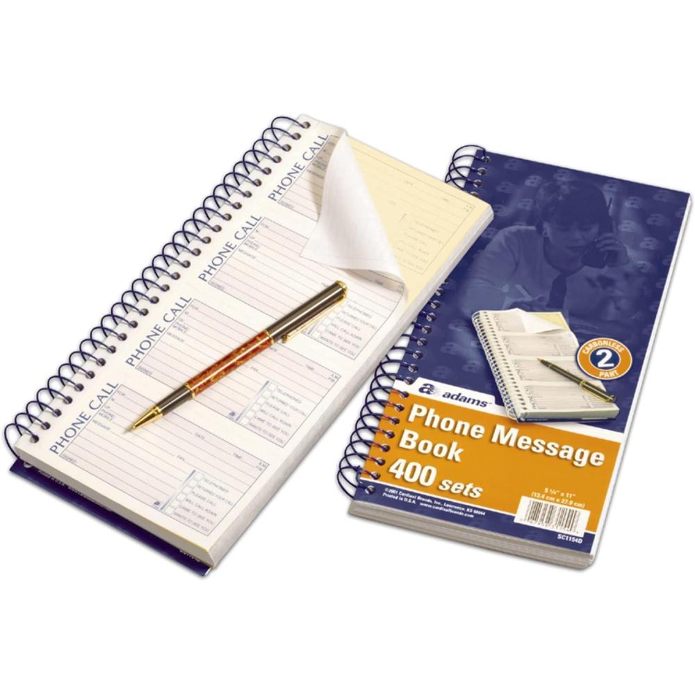 image:imageAdams Phone Message Book Carbonless Duplicate 550 x 11 Inches 4 Sets per Page 400 Sets per Book WhiteCanary Pack of 5 SC11545D5 Pack