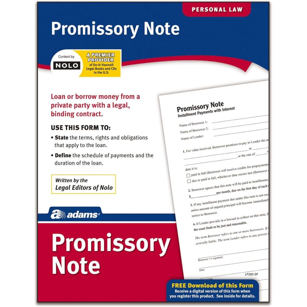 image:imageAdams Promissory Note Forms and Instructions LF293