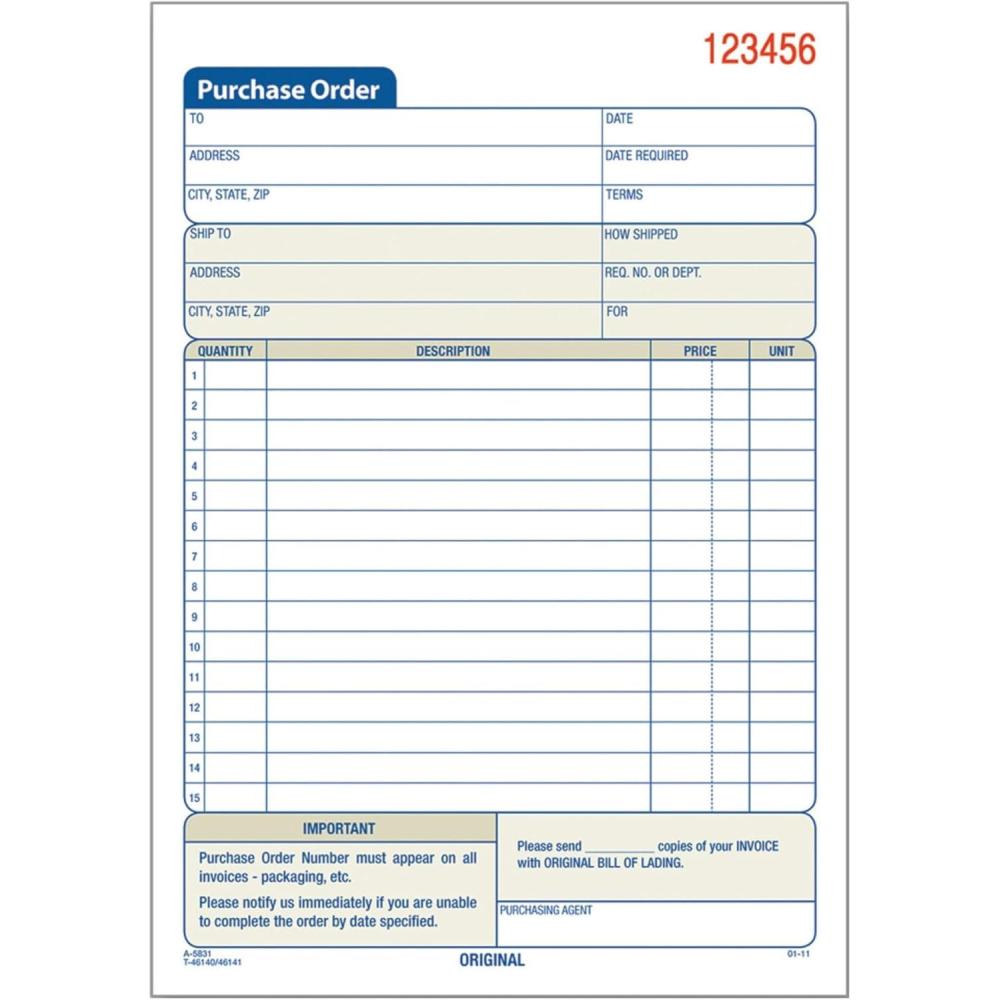 image:imageAdams Purchase Order Book 2Part Carbonless WhiteCanary 5916 x 8716 Inches 50 Sets DC5831