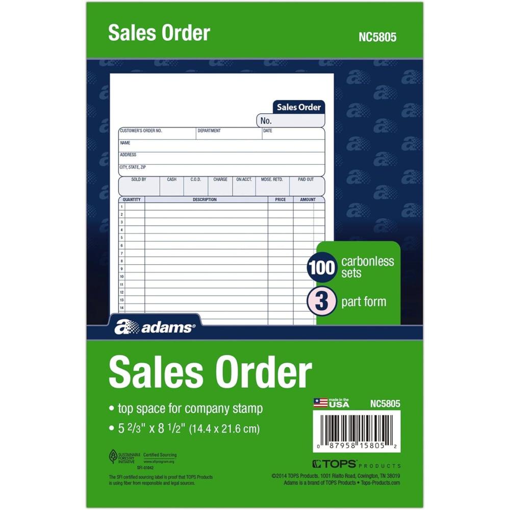 image:imageAdams Sales Order 3Part Carbonless WhiteCanaryPink 523 x 812 Inches 100 Sets per Pack NC5805