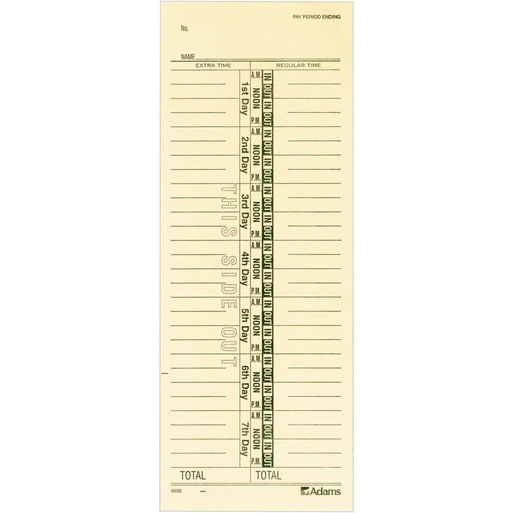 image:imageAdams Time Cards Weekly 1Sided Numbered Days 338 x 9 Manila Green Print 200Count 9656200338 x 9 Pack of 8