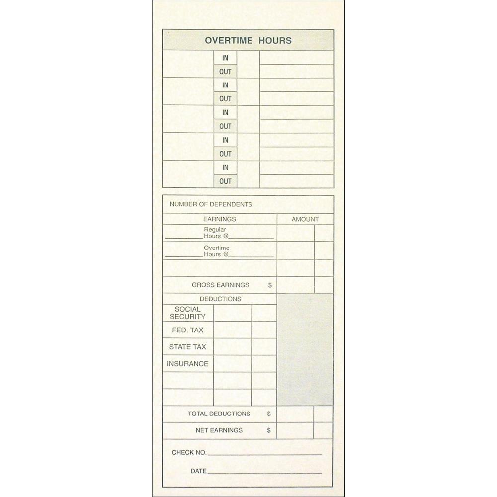 image:imageAdams Time Cards Weekly 2Sided Overtime Format Named Days 338 x 9 Manila GreenRed Print 200Count 9791200338 x 9