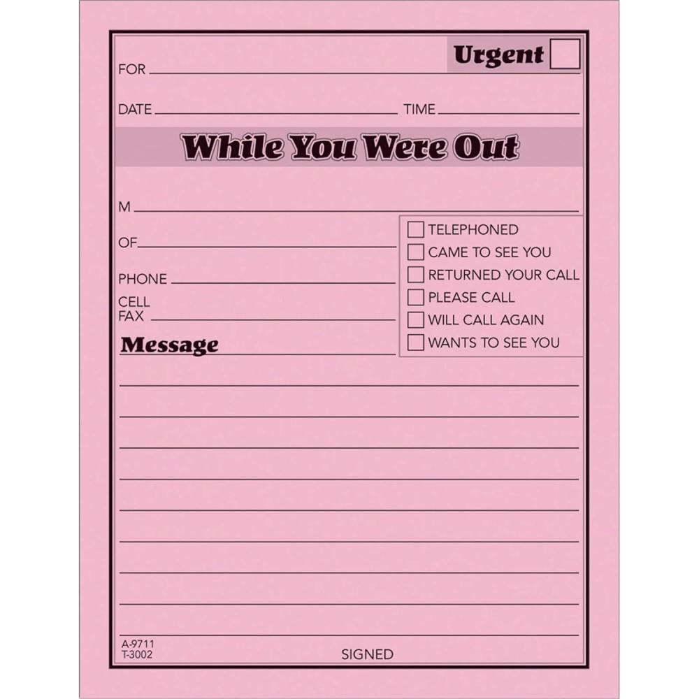 image:imageAdams While You Were Out Pads 425 x 55 Inches Pink 50 Sheets per Pad 12 Pads per Pack 9711D1 Pack