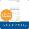 Adams Sales Order Book, 2-Part, Carbonless, White/Canary, 3-11/32 x 7-3/16 Inches, 50 Sets per Book (DC3705)