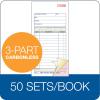 Adams Sales Order Book, 3-Part, Carbonless, White/Canary/Pink, 3-11/32 x 7-3/16 Inches, 50 Sets per Book (TC3705)