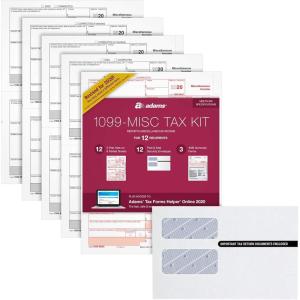 Adams 1099 MISC Forms 2020, Tax Kit for 12 Recipients, 5-Part Laser 1099 Forms, 3 1096, Self Seal Envelopes & Tax Forms Helper Online (TXA12520-MISC), White, 8-1/2 x 11