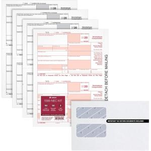 Adams 1099 NEC Forms 2020, 4 Part Laser/Inkjet 1099 Forms with Self Seal Envelopes, for 50 Recipients, Includes 3 1096 Forms (TX225504E-NEC20)(2020 (Old Version))
