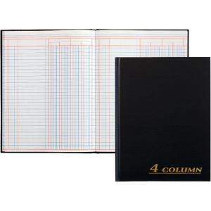 Adams Account Book, 4-Column, Black Cloth Cover, 9.25 x 7 Inches, 80 Pages Per Book (ARB8004M)(Size: 80 Pages Per Book (Pack of 6))