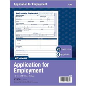 Adams Applications for Employment, 8.5 x 11 Inch, 25-Pack, White (9288ABF)