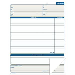 Adams Bid Memos, Business Forms, 8-3/8″ x 11-7/16″, White, 25 Sets Per Book (D8120)