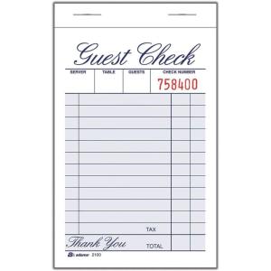 Adams Guest Check Pad, Single Part, White, 3-11/32″ x 5-7/16″, 100 Sheets/Pad, 12 Pads/Pack (2100-12)(1 Pack)