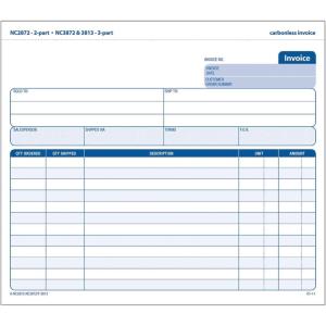 Adams Invoice Book, 2-Part Carbonless, 8-1/2″ x 7-7/16″, 50 Sets per Book (NC2872), White/Canary