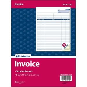 Adams Invoice Sets, 2-Part Carbonless, 8-1/2″ x 11-7/16″, 50 Sets per Pack (NC2812-50) – White/Canary(Letter (8-1/2″ x 11″))