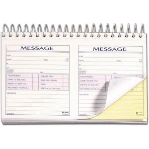 Adams Phone Message Book, 8.5 x 5.25 Inch, Spiral Bound, 2-Part, Carbonless, 2 Messages per Page, 200 Sets, White and Canary (SC5805D)