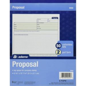 Adams Proposal Form Book, 2-Part, Carbonless, 10.19 x 8.38 Inches, 50 Sets, White and Canary (9450ABF)(50 Count (Pack of 1))